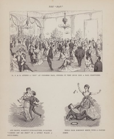 Sida från The American Tour of Mrs Brown, Jones and Robinson (gravyr) av Richard Doyle