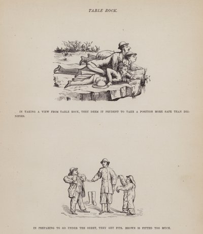 Sida från The American Tour of Mrs Brown, Jones and Robinson (gravyr) av Richard Doyle