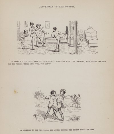 Sida från The American Tour of Mrs Brown, Jones and Robinson (gravyr) av Richard Doyle
