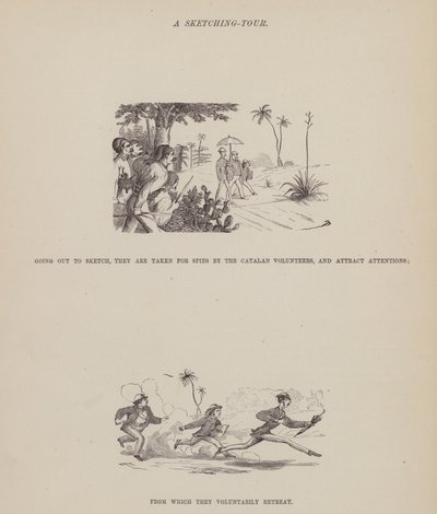 Sida från The American Tour of Mrs Brown, Jones and Robinson (gravyr) av Richard Doyle