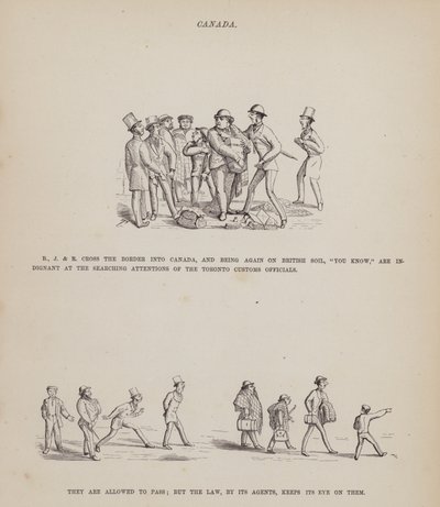 Sida från The American Tour of Mrs Brown, Jones and Robinson (gravyr) av Richard Doyle