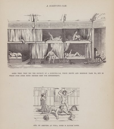 Sida från The American Tour of Mrs Brown, Jones and Robinson (gravyr) av Richard Doyle
