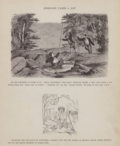 Sida från The American Tour of Mrs Brown, Jones and Robinson (gravyr) av Richard Doyle