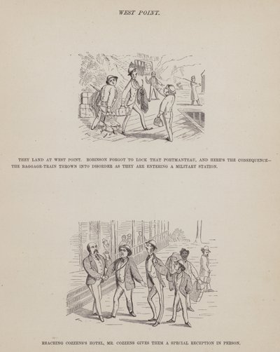 Sida från The American Tour of Mrs Brown, Jones and Robinson (gravyr) av Richard Doyle