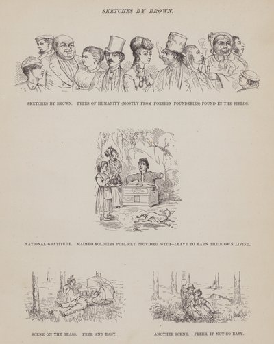 Sida från The American Tour of Mrs Brown, Jones and Robinson (gravyr) av Richard Doyle