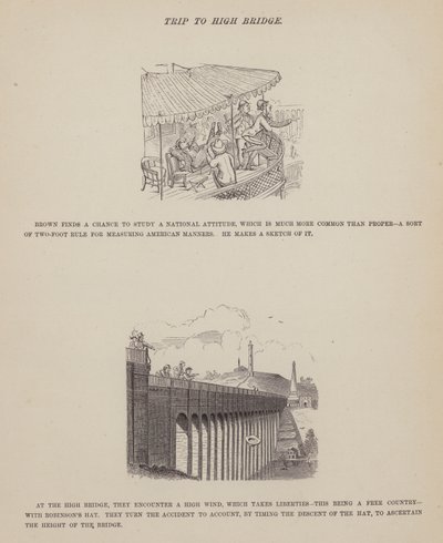 Sida från The American Tour of Mrs Brown, Jones and Robinson (gravyr) av Richard Doyle