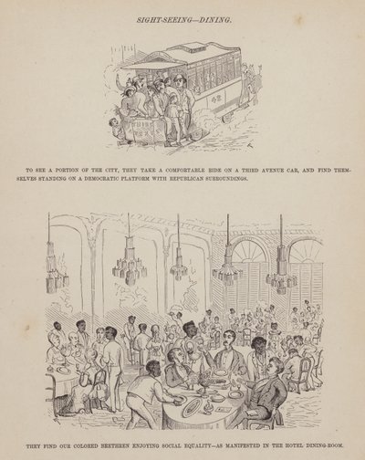 Sida från The American Tour of Mrs Brown, Jones and Robinson (gravyr) av Richard Doyle