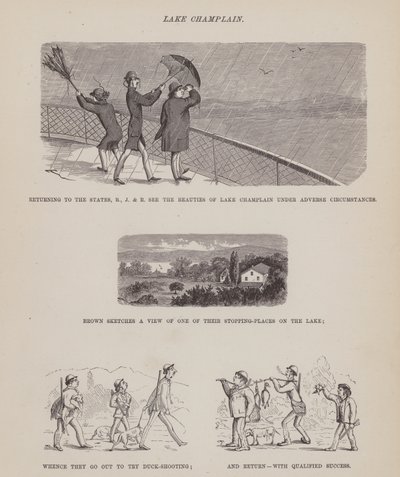 Sida från The American Tour of Mrs Brown, Jones and Robinson (gravyr) av Richard Doyle