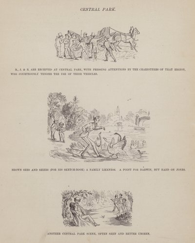 Sida från The American Tour of Mrs Brown, Jones and Robinson (gravyr) av Richard Doyle