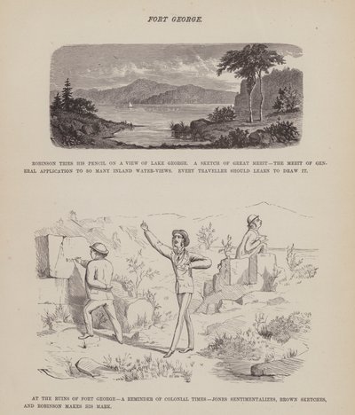 Sida från The American Tour of Mrs Brown, Jones and Robinson (gravyr) av Richard Doyle