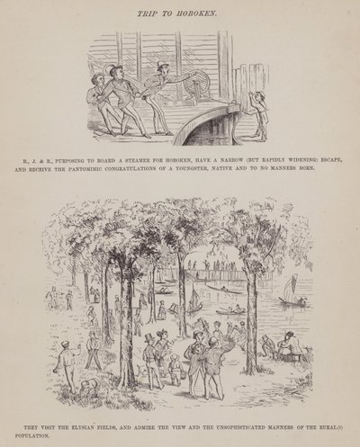 Sida från The American Tour of Mrs Brown, Jones and Robinson (gravyr) av Richard Doyle