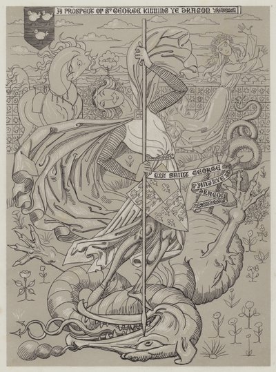 St George dödar draken (akvatint) av Richard Doyle