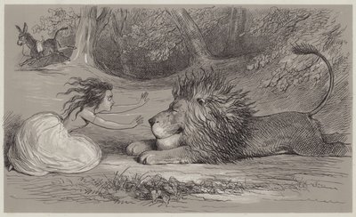 Una och lejonet (akvatint) av Richard Doyle