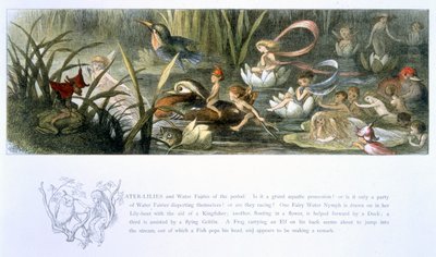 Näckrosor och vattenälvor, illustration från "In Fairyland: A Series of Pictures from the Elf-World" av William Allingham och Andrew Lang av Richard Doyle