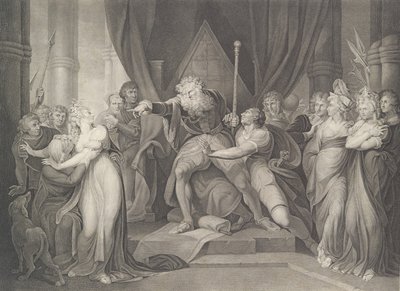 King Lear Casting Out His Daughter Cordelia Shakespeare, K..., publicerad första gången 1792, återutgiven 1852. av Richard Earlom