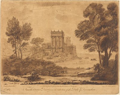 Landskap nr. 162 från "Sanningens bok" av Richard Earlom after Claude Lorrain