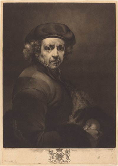Rembrandt, självporträtt av Richard Earlom after Rembrandt van Rijn
