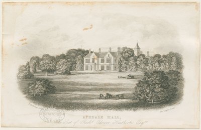 Apedale Hall House and Park: stålgravyr, nd [?sent 1700-tal] av Richard Edensor Heathcote