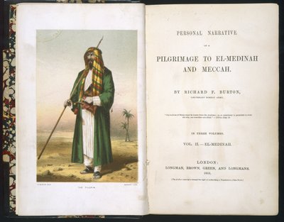 Titelsida till Richard F. Burton, "Rapport om min pilgrimsfärd till Medina och Mecka", volym lI., 1855 av Richard Francis Burton