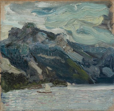 Traunsjön med bergssovande grekisk, 1907 av Richard Gerstl