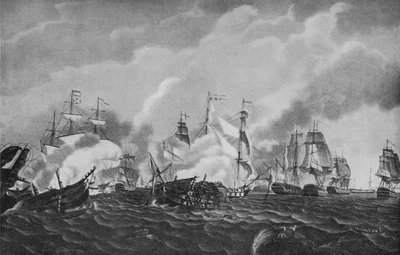 Action utanför San Domingo, c1807 av Richard Harraden