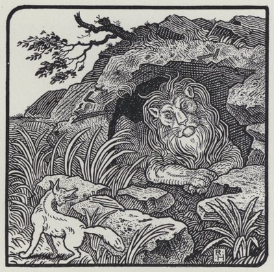 Lejonet, räven och odjuren (gravyr) av Richard Heighway