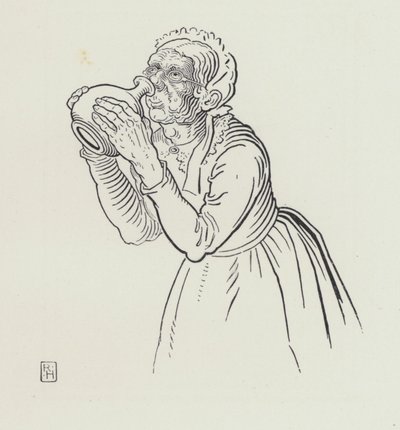 Den gamla kvinnan och vinburken (gravyr) av Richard Heighway