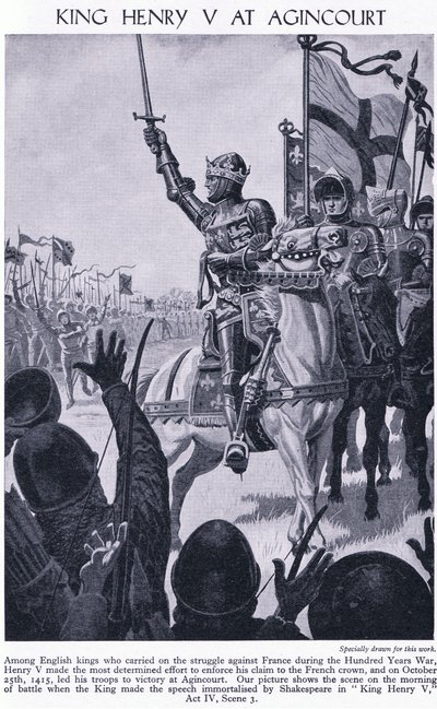 Kung Henrik vid Agincourt 1415 AD, c.1950 av Richard Henry Brock