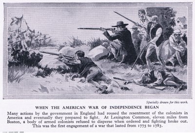 När det amerikanska frihetskriget började 1775 e.Kr., ca 1950 av Richard Henry Brock