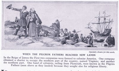 När pilgrimsfäderna nådde nya länder, ca 1950 av Richard Henry Brock