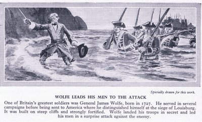 Wolfe leder sina män till attack. Kanada 1759 e.Kr., ca 1950 av Richard Henry Brock