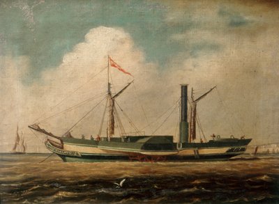 Kanalångaren "Belfast" utanför Brighton (olja på duk) av Richard Henry Nibbs