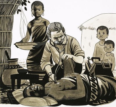 En man med ett uppdrag: Den musikaliske doktorn (Albert Schweitzer) (illustration) av Richard Hook