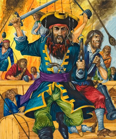 Blackbeard (ca 1680-1718) (gouache på papper) av Richard Hook