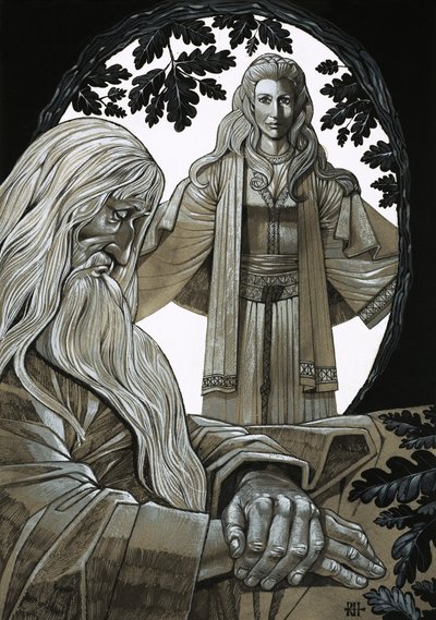 Merlin och Vivian, älvan Lady of the Lake av Richard Hook