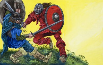 Den röde riddaren fäller Balin med ett mäktigt slag av Richard Hook