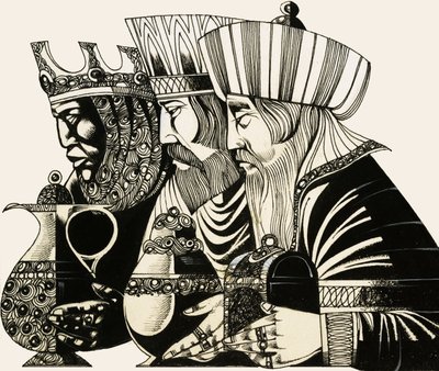 Three Kings (gouache på papper) av Richard Hook