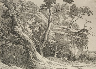 Exemplar av polyautografi: Man sittande under en ek, 1802. av Richard II Cooper