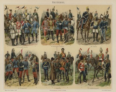 Kavalleri av europeiska arméer (färg litho) av Richard Knotel