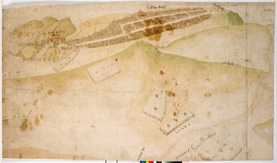 En färgad plan, eller fågelperspektiv, av staden Edinburgh av Richard Lee