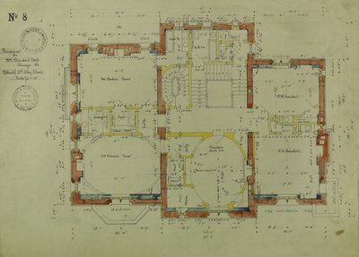 William Borden Residence, Chicago, Illinois, plan över andra våningen av Richard Morris Hunt