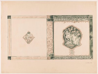 Omslagsdesign för: Wendingen, Träsnidningsnummer, 1919 av Richard Nicolaüs Roland Holst (signed by artist)