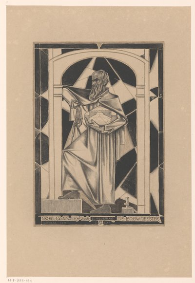 The Master Builder (originaltitel på objekt) Skissdesign för att måla De Bouwmeester (titel på objekt) av Richard Nicolaüs Roland Holst
