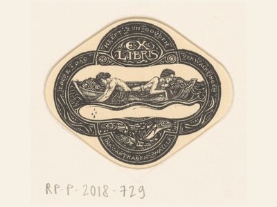 Ex libris av Ina van Eibergen Santhagens-Waller Varje dag har sina gyllene förväntningar (titel på objekt) av Richard Nicolaüs Roland Holst