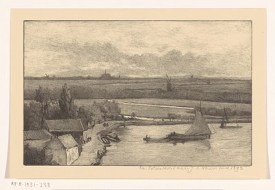 Landskap med segelfartyg på vattnet av Richard Nicolaüs Roland Holst
