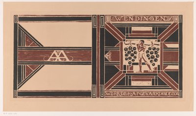 Omslagsdesign för: Wendingen, 1921 Delegatmedlemmarnas arbete (titel på objekt) av Richard Nicolaüs Roland Holst