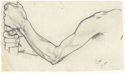 Studie av en vänster arm som håller en pinne av Richard Nicolaüs Roland Holst