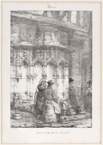 Arkitektoniska lämningar och fragment: Rouen - La Crosse-fontänen av Richard Parkes Bonington