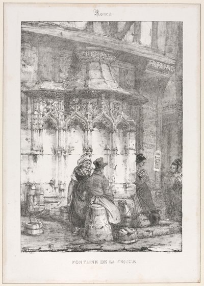 Arkitektoniska lämningar och fragment: Rouen - Fontaine de la Crosse, 1827. av Richard Parkes Bonington