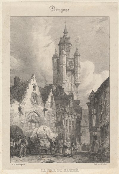 Bergues - Marknadstornet av Richard Parkes Bonington